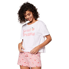 Deals, Discounts & Offers on Women - [Sizes XS, S, M, L, XL, 2XL] Amazon Brand - Eden & Ivy Women Cotton Relaxed T-Shirt & Shorts Set Pajama Set