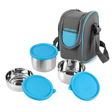 Deals and Offers on - CELLO Steelox Stainless Steel Lunch Box-3 Units Steel, Blue, (Capacities - 225ml, 375ml, 550ml) Deals, Discounts & Offers on - CELLO Steelox Stainless Steel Lunch Box-3 Units Steel, Blue, (Capacities - 225ml, 375ml, 550ml)