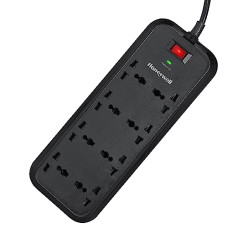 Deals and Offers on - Honeywell Surge Protector, 8 Universal Sockets,20000Amp,2 Meter Cord, Device Secure Warranty,Automatic Overload Protection,Spike Guard/Extension Board,Master Switch,3Year Manufacturer Warranty, Black Deals, Discounts & Offers on - Honeywell Surge Protector, 8 Universal Sockets,20000Amp,2 Meter Cord, Device Secure Warranty,Automatic Overload Protection,Spike Guard/Extension Board,Master Switch,3Year Manufacturer Warranty, Black