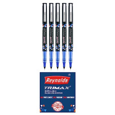 Deals, Discounts & Offers on Electronics - Reynolds TRIMAX BLUE - 5 COUNT | Roller Ball Point Pen set With Comfortable Grip | Pens For Writing | School and Office Stationery | 0.5mm Tip