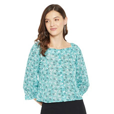 Deals, Discounts & Offers on Women - PURYS Women's Floral Regular Fit Blouse (PY7004TPSBLFL_Blue M)