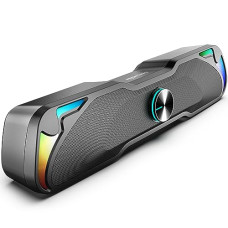 Deals and Offers on - Amazon Basics 6W Multimedia PC Gaming Soundbar with Aux Connectivity, USB Support, Volume Control, and RGB Lights Deals, Discounts & Offers on - Amazon Basics 6W Multimedia PC Gaming Soundbar with Aux Connectivity, USB Support, Volume Control, and RGB Lights
