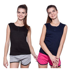 Deals, Discounts & Offers on Women - Ap'pulse Women's Sleeveless Henley(Pack of 2)