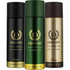 Deals, Discounts & Offers on  - DENVER Hamilton, Prestige and Caliber Combo Deodorant Spray - For Men(600 ml, Pack of 3)
