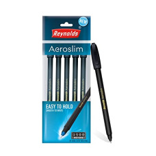 Deals, Discounts & Offers on Electronics - Reynolds AEROSLIM BP 5 CT POUCH - BLACK | Ball Point Pen Set With Comfortable Grip | Pens For Writing | School and Office Stationery | Pens For Students | 0.7mm Tip Size