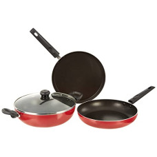 Deals, Discounts & Offers on Cookware - Butterfly Aluminium Rapid Non Stick Cookware 3 Pcs Set, Red