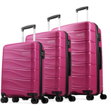 Deals and Offers on - ARISTOCRATHard Body Set of 3 Luggage 8 Wheels - Cabin+Medium+Large (55+66+77 cm) Poly propylene 8 Spinner Wheels Trolley - Red Deals, Discounts & Offers on - ARISTOCRATHard Body Set of 3 Luggage 8 Wheels - Cabin+Medium+Large (55+66+77 cm) Poly propylene 8 Spinner Wheels Trolley - Red