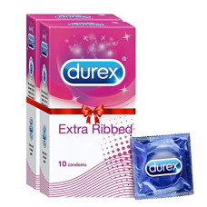 Deals, Discounts & Offers on Sexual Welness - Durex Extra Ribbed Condoms for Men - 10 Count (Pack of 2) |Dotted and Dotted for Extra Stimulation|Suitable
