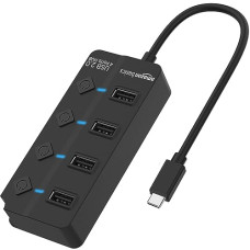 Deals and Offers on - Amazon Basics 4-in-1 USB 2.0 Data Hub with Data Transfer Speed of 480 Mbps, Individual LED Lit Power Switches, Deals, Discounts & Offers on - Amazon Basics 4-in-1 USB 2.0 Data Hub with Data Transfer Speed of 480 Mbps, Individual LED Lit Power Switches,