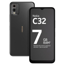 Deals, Discounts & Offers on Electronics - Nokia C32 with 50MP Dual Rear AI Camera | Toughened Glass Back | 4GB RAM, 128GB Storage | Upto 7GB RAM with RAM Extension | 5000 mAh Battery | 1 Year Replacement Warranty | Android 13 | Charcoal