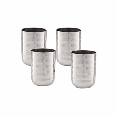 Deals and Offers on - neelam - SGRL075D Stainless Steel 7.5 22G Diamond Royal Glass, 400 ml, Silver, Set of 4 Deals, Discounts & Offers on - neelam - SGRL075D Stainless Steel 7.5 22G Diamond Royal Glass, 400 ml, Silver, Set of 4