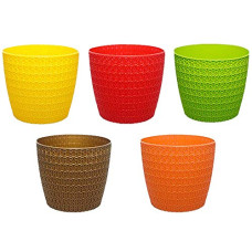 Deals, Discounts & Offers on Gardening Tools - Go Hooked Plastic Pot, Multicolour, Pack of 5