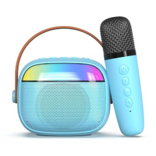 Deals, Discounts & Offers on Electronics - pTron Newly Launched Fusion Smart 10W Mini Bluetooth Speaker with Wireless Karaoke Mic, 10Hrs Playtime, RGB Lights, Voice Effects, Multi-Play Modes BT5.3/TF Card/USB & Type C Fast Charging Port (Blue)