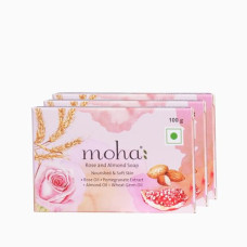 Deals, Discounts & Offers on  - moha: Rose and Almond Bath Soap | Bathing Soap For Face & Body | Unisex Bathing Bar (Buy 2 & Get 1 Free, Pack of 3)