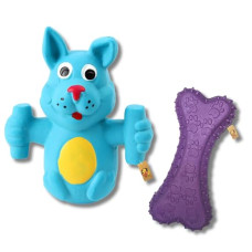 Deals, Discounts & Offers on Toys & Games - Foodie Puppies 2in1 Dog Toy Combo - (Prickle Bone + Blue Doggy) | Natural Latex Rubber Toys