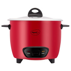 Deals and Offers on - Pigeon by Stovekraft Ruby Rice Cooker with Single pot, 1.8 litres.(Red) | Toughened Glass Lid | 700 Watts | 2 Aluminium Cooking Pot | Measuring Cup| Spatula | Energy Efficient Cooking Deals, Discounts & Offers on - Pigeon by Stovekraft Ruby Rice Cooker with Single pot, 1.8 litres.(Red) | Toughened Glass Lid | 700 Watts | 2 Aluminium Cooking Pot | Measuring Cup| Spatula | Energy Efficient Cooking