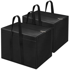 Deals, Discounts & Offers on Storage - Storite 2 Pack Nylon 85 L Moisture Proof Multi-Purpose Storage Bag/Clothing Storage Organizer/Toy Storage/Stationery Paper Storage Bag with Zipper Closure and Strong Handle (Black,57x36.8 x40.5 cm)