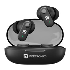 Deals, Discounts & Offers on Headphones - Portronics Harmonics Twins S16 in Ear Wireless TWS Earbuds with 24 Hrs Playtime, Clear Calls, Game & Music Mode, Low Latency, Bluetooth 5.3v, LED Display, Type C Fast Charging(Black)