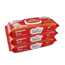 Deals, Discounts & Offers on Baby Care - Pigeon Premium Baby wet Wipes 72 Sheets Skincare With Lid-Pack Of 3