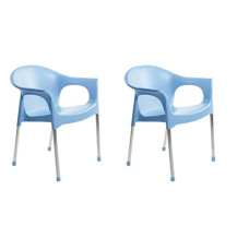 Deals, Discounts & Offers on Furniture - Cello Metallo Without Cushion Chair (Plastic,Blue,2 Pieces)