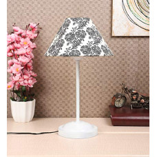 Deals, Discounts & Offers on  - Tu Casa TC-100.-.Height-15.-.Filigree Design Print Shade.-.with Metal Base Table Lamp (B-22 - Brass Holder-Bulb NOT Included).-Bed Switch-Included, White, L * W * H (10x10x15 Inches)