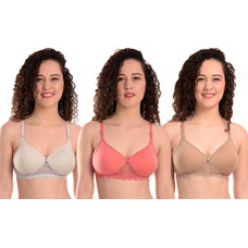 Deals, Discounts & Offers on Women - MiEstilo Women's Cotton Blend Lightly Padded Wirefree T-Bralette Bra Combo