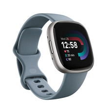 Deals, Discounts & Offers on Electronics - Fitbit Versa 4 Fitness Watch (Waterfall Blue/Platinum Aluminium) with 6-Month Premium Membership