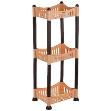 Deals and Offers on - Amazon Brand - Solimo Three-Tier Multipurpose Plastic Rack Deals, Discounts & Offers on - Amazon Brand - Solimo Three-Tier Multipurpose Plastic Rack
