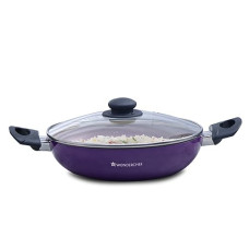 Deals, Discounts & Offers on Cookware - Wonderchef Valencia Non-Stick Kadhai with Glass Lid | Cool Touch Bakelite Handles | Pure Grade Aluminium| PFOA Free|2 litres Capacity | Size 24 cm Kadai | 1 Year Warranty | Purple