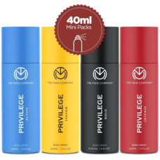Deals and Offers on - THE MAN COMPANY Privilege Combo Travel Pack | Premium Long Lasting Fragrance Deodorant Spray - For Men & Women(160 ml, Pack of 4) Deals, Discounts & Offers on - THE MAN COMPANY Privilege Combo Travel Pack | Premium Long Lasting Fragrance Deodorant Spray - For Men & Women(160 ml, Pack of 4)
