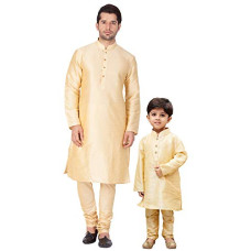 Deals, Discounts & Offers on Men - VASTRAMAY Baap Beta Silk Blend Kurta Pyjama Set - Coordinated Ethnic Attire