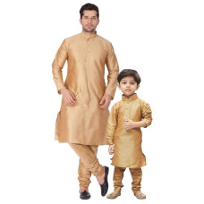 Deals, Discounts & Offers on Men - VASTRAMAY Baap Beta Silk Blend Kurta Pyjama Set - Coordinated Ethnic Attire