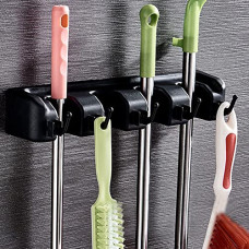 Deals, Discounts & Offers on Home Improvement - Kitchen House Mop and Broom Holder (4 Slot 5 Hooks)