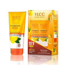 Deals and Offers on - VLCC Anti Tan Sun Screen Lotion - SPF 25 PA - 150ml X 2 | Buy One Get One (300ml) | Helps in Protection Against Sun Damage | With Niacinamide & Kojic Acid. Deals, Discounts & Offers on - VLCC Anti Tan Sun Screen Lotion - SPF 25 PA - 150ml X 2 | Buy One Get One (300ml) | Helps in Protection Against Sun Damage | With Niacinamide & Kojic Acid.