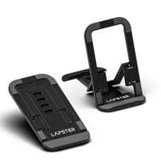 Deals, Discounts & Offers on Mobile Accessories - Lapster Black Desktop Foldable Mobile and Tablet Holder, Designed with ABS Material, Offers Multiple Viewing Angles and Features Anti-Slip Strips