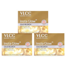 Deals, Discounts & Offers on Beauty Care - VLCC Insta Glow Gold Bleach - 30g X 3 (Pack of 3) - With Colloidal Glow For Glowing Fairness | Skin Brightening Bleach | Perfect Skin Match, Reduces Facial Hair Visibility, Brightens Complexion