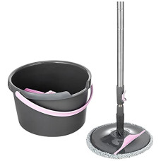 Deals, Discounts & Offers on Home Improvement - Amazon Brand - Presto! Plastic, Metal Round Bucket Flat Spin Mop with Scrubber