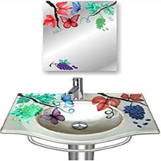 Deals, Discounts & Offers on Home Improvement - Arvind sanitary pvt ltd Decorative Designer Grapes Tree Glass Basin (Product no.005) |18 x 15