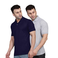 Deals and Offers on Men - INKKR Men's Combo Polo Neck Cotton Blend Solid T-Shirt(Pack of 2) Deals, Discounts & Offers on Men - INKKR Men's Combo Polo Neck Cotton Blend Solid T-Shirt(Pack of 2)