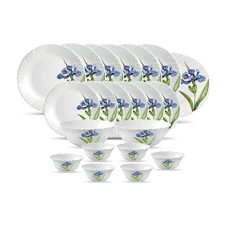 Deals, Discounts & Offers on  - La Opala Diva from Royal Iris Floral Classique Collection Opalware Dinner Set, 21 Pieces, White