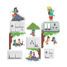 Deals, Discounts & Offers on  - Decor Production Switch Board Self-Adhesive Sticker Pvc Vinyl Wall Sticker, Baby Room, Wall Art, Fridge Sticker, Light Switches Sticker (Set Of 6)