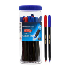 Deals, Discounts & Offers on Electronics - Reynolds AEROSLIM BP 25 CT JAR - 15 BLUE, 5 BLACK & 5 RED | Ball Point Pen Set With Comfortable Grip | Pens For Writing | School and Office Stationery | Pens For Students | 0.7mm Tip Size