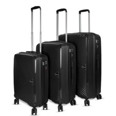 Deals, Discounts & Offers on  - F Gear Eagle PP03 Black Hard-Sided Luggage Set of 3 Trolley Bags (50, 60 & 70 cm)