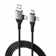 Deals and Offers on - Portronics Konnect 4 IN 1 Unbreakable Nylon Braided Multi Functional Fast Charging Cable with Fast Data Transfer,Compatible with All Type C Android Smartphone & Lighting Device etc.(Black) Deals, Discounts & Offers on - Portronics Konnect 4 IN 1 Unbreakable Nylon Braided Multi Functional Fast Charging Cable with Fast Data Transfer,Compatible with All Type C Android Smartphone & Lighting Device etc.(Black)