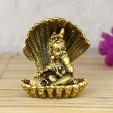 Deals, Discounts & Offers on  - eCraftIndia 'Golden Bal Gopal Krishna Having Makhan' Decorative Showpiece (Metal, 8 cm x 9 cm, Golden, AGK507)