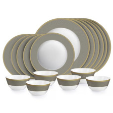 Deals, Discounts & Offers on  - Cello Opalware Solitaire Series Moonstone Dinner Set, 18 Units | Opal Glass Dinner Set for 6 | Crockery Set