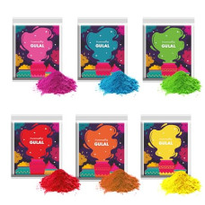 Deals, Discounts & Offers on  - Puremazing by Imvelo Gulal Holi Colour - Skin Friendly, Easy Removal Holi Colours Gulal - Non Toxic Gulal Rang, Pack Of 6, 80 Grams, Multi