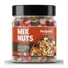 Deals, Discounts & Offers on  - PrettyNutty Healthy Nutmix 250g, Dried Almonds, Black Raisins, Cashewnuts, Cranberries, Green Raisins, Walnut Kernels & Many More.
