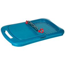 Deals, Discounts & Offers on  - Amazon Brand  Solimo 2-in-1 Wash & Cut Chopping Board with Two-Sided Stainless Steel Blades | Vegetable Cutting Board | 100% Food Safe | BPA Free (Blue)