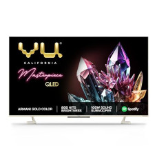 Deals, Discounts & Offers on Televisions - [For Axis Bank Credit Card Emi] Vu 164 cm (65 inches) The Masterpiece Glo Series 4K Ultra HD Smart Android QLED TV 65QMP (Armani Gold)